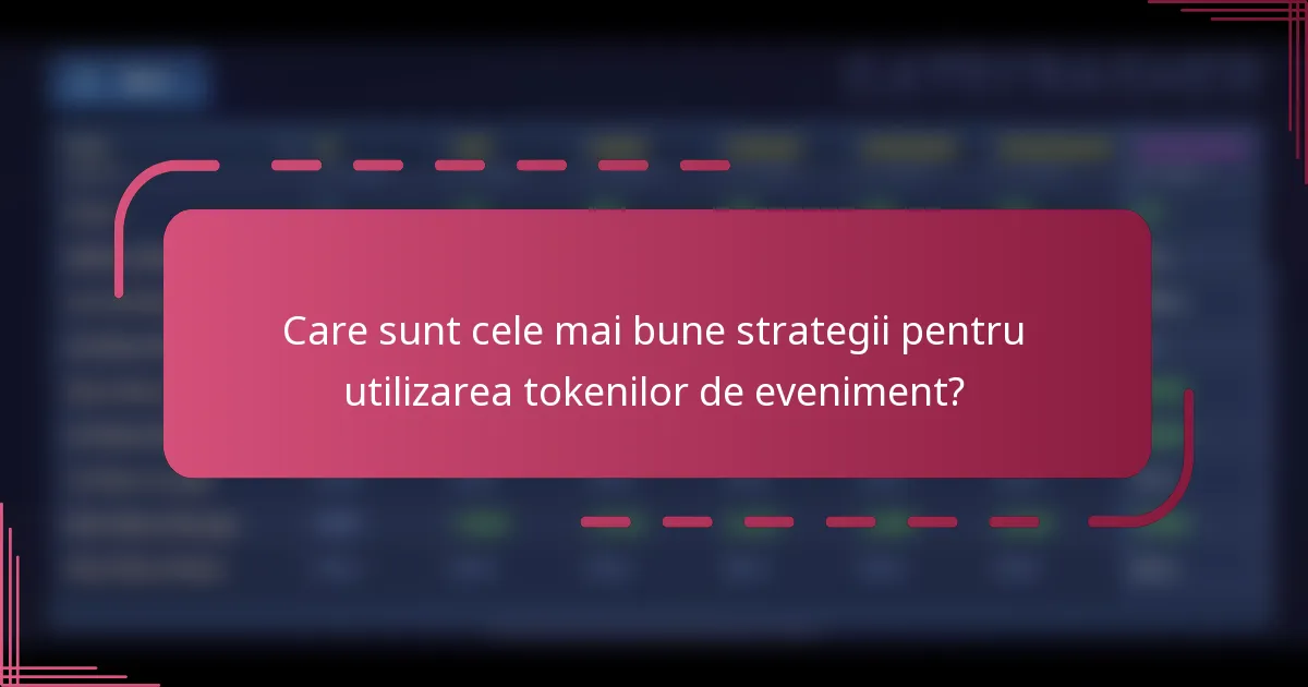 Care sunt cele mai bune strategii pentru utilizarea tokenilor de eveniment?