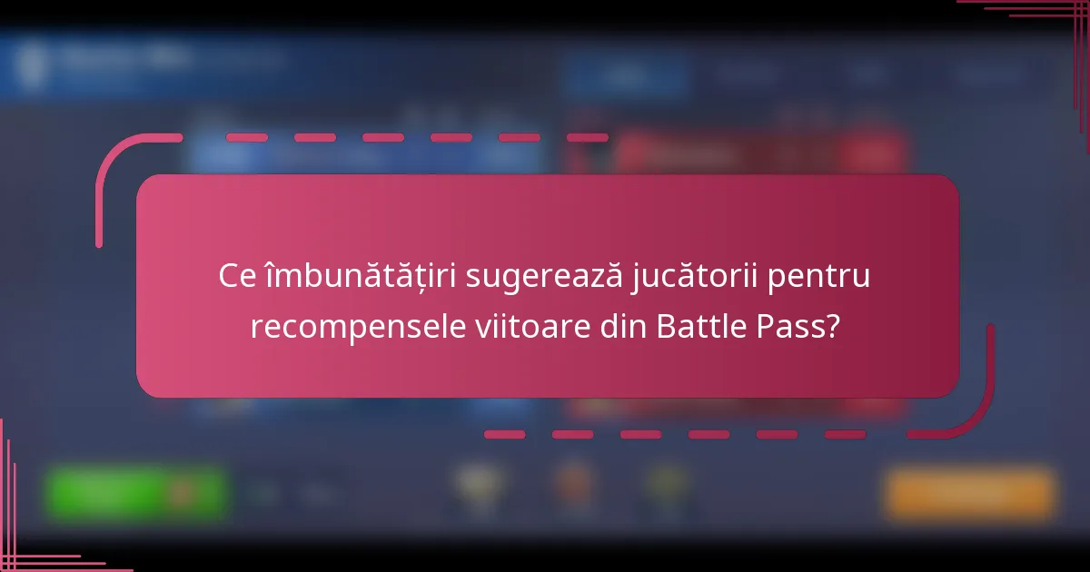 Ce îmbunătățiri sugerează jucătorii pentru recompensele viitoare din Battle Pass?